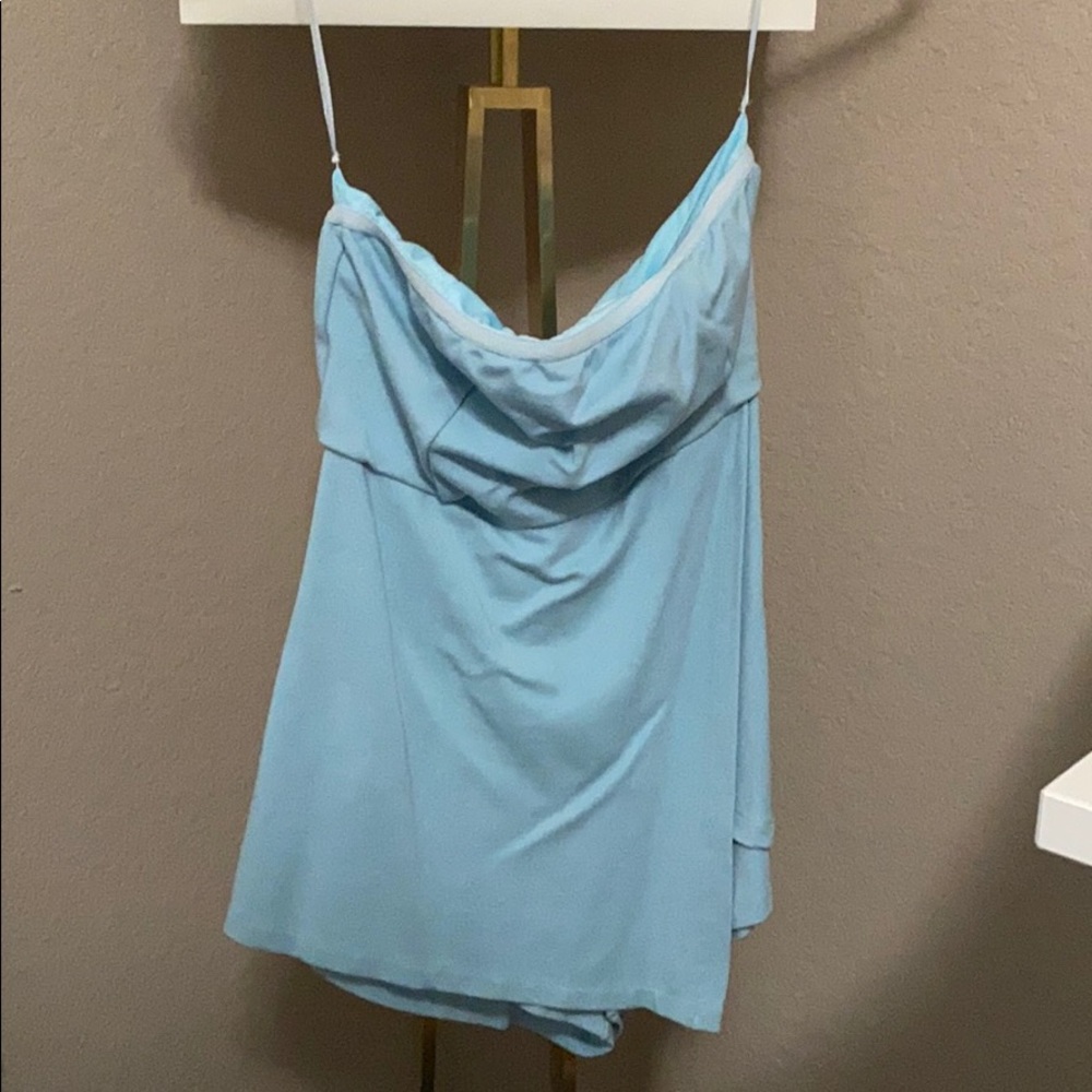 by the way strapless blue romper